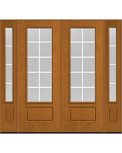 96 Low-E Colonial 10 Lite Flat Bar GBG Oak 3/4 Lite 1 Panel Fiberglass Double Door,Sidelites , WBD Impact