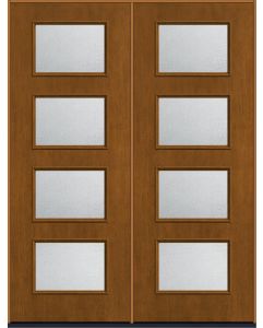 96 Granite Modern Pulse Ari 4-Lite Mahogany Fiberglass Double Doors , WBD Impact