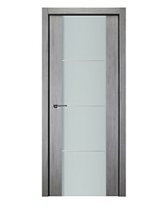 Italia Vetro, Laminated Glass Light Grey 3H, Prefinished Interior Single Door