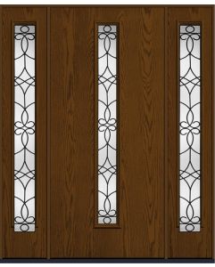 80 Salinas Modern Pulse Linea Centered Oak Fiberglass Single Door,Sidelites , WBD Impact