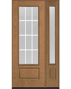 96 Clear Colonial 12 Lite Flat Bar GBG Oak 3/4 Lite 1 Panel Fiberglass Single Door,Sidelite , WBD Impact