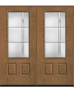 80 Axis 3/4 Lite 2 Panel Oak Fiberglass Double Doors , WBD Impact