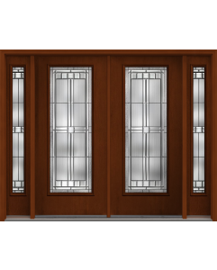 80 Saratoga Full Lite Mahogany Fiberglass Double Door,Sidelites , WBD Impact