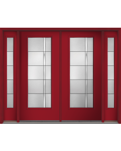 80 Axis Contemporary Modern Full Lite Smooth Fiberglass Double Door,Sidelites , WBD Impact