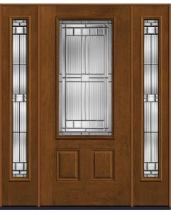80 Saratoga 3/4 Lite 2 Panel Mahogany Fiberglass Single Door,Sidelites , WBD Impact