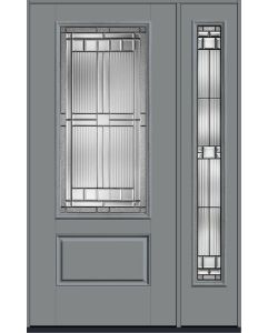 80 Saratoga 3/4 Lite 1 Panel Smooth Fiberglass Single Door,Sidelite , WBD Impact