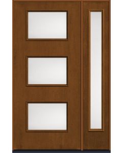 80 Satin Etch Modern Pulse Ari 3-Lite Mahogany Fiberglass Single Door,Sidelite , WBD Impact