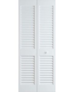 8-0 Primed Plantation Louver/Louver Bifold 2 Door, 1-3/8