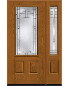80 Maple Park 3/4 Lite 2 Panel Oak Fiberglass Single Door,Sidelite , WBD Impact