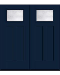 80 Rainglass Craftsman Top View 2 Panel Shaker Smooth Fiberglass Double Doors , WBD Impact