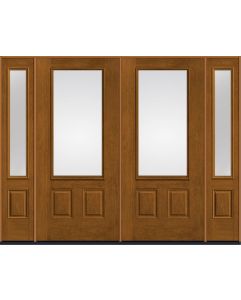 80 Clear 3/4 Lite 2 Panel Mahogany Fiberglass Double Door,Sidelites , WBD Impact