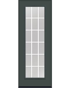 96 Low-E Colonial 18 Lite Flat Bar GBG Smooth Full Lite Fiberglass Single Door , WBD Impact