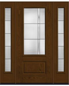 80 Axis 3/4 Lite 1 Panel Oak Fiberglass Single Door,Sidelites , WBD Impact