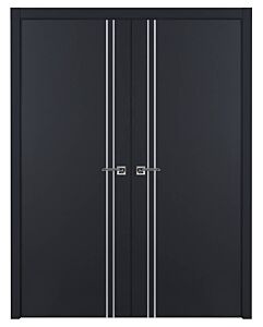 Glam 02, Soft Black, Prefinished Interior Double Door