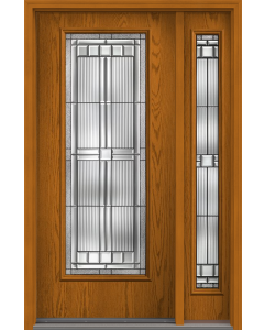 80 Saratoga Full Lite Oak Fiberglass Single Door,Sidelite , WBD Impact