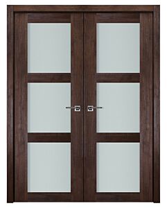 Italia Vetro, Laminated Glass Prestige Brown 3-Lite, Prefinished Interior Double Door