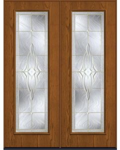 96 Wellesley Full Lite Oak Fiberglass Double Doors , WBD Impact