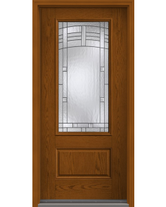 80 Maple Park 3/4 Lite 1 Panel Oak Fiberglass Single Door , WBD Impact