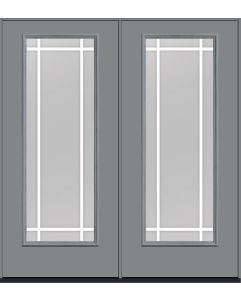 80 Clear Prairie 9 Lite Flat Bar GBG Smooth Full Lite Fiberglass Double Doors , WBD Impact
