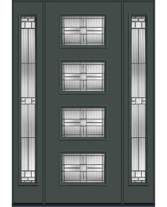 96 Saratoga Modern Pulse Ari 4-Lite Smooth Fiberglass Single Door,Sidelites , WBD Impact