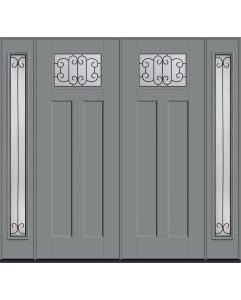 96 Riserva Craftsman Top View 2 Panel Shaker Smooth Fiberglass Double Door,Sidelites , WBD Impact