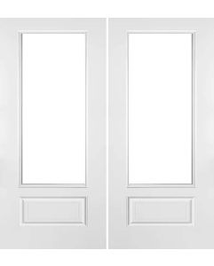 96" Primed 3/4 Lite 1 Panel Open Ovolo Interior Double Door, 1-3/8 Thick, No Glass, PRI1501