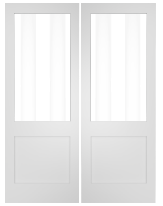 691W Wood 1 Panel  1/2 lite Contemporary Modern Shaker Double Interior Door