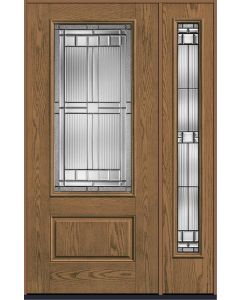 80 Saratoga 3/4 Lite 1 Panel Oak Fiberglass Single Door,Sidelite , WBD Impact