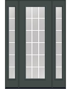 96 Low-E Colonial 18 Lite Flat Bar GBG Smooth Full Lite Fiberglass Single Door,Sidelites , WBD Impact
