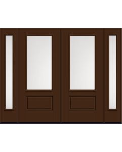 80 Satin Etch 3/4 Lite 1 Panel Smooth Fiberglass Double Door,Sidelites , WBD Impact