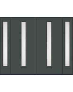 80 Satin Etch Modern Pulse Linea Centered Smooth Fiberglass Double Door,Sidelites , WBD Impact