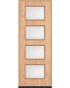 96 Satin Etch Modern Pulse Ari 4-Lite Oak Fiberglass Single Door , WBD Impact