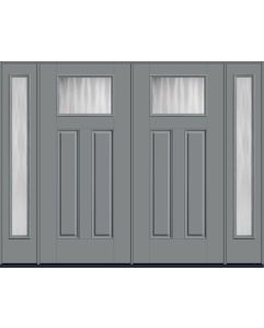 80 Chinchilla Craftsman Top View 2 Panel Smooth Fiberglass Double Door,Sidelites , WBD Impact