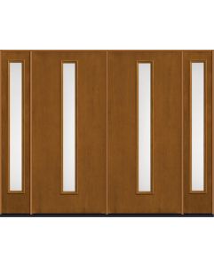 80 Satin Etch Modern Pulse Linea Centered Mahogany Fiberglass Double Door,Sidelites , WBD Impact