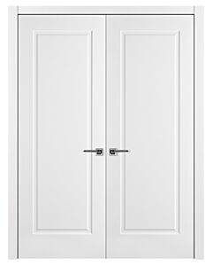1-Panel, Soft White, Prefinished Interior Double Door