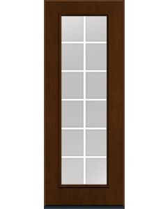 96 Low-E Colonial 12 Lite Flat Bar GBG Mahogany Full Lite Fiberglass Single Door , WBD Impact