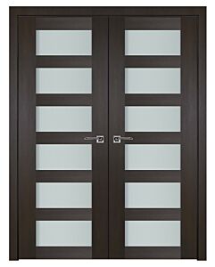 Italia Vetro, Laminated Glass Premium Wenge 6-Lite, Prefinished Interior Double Door