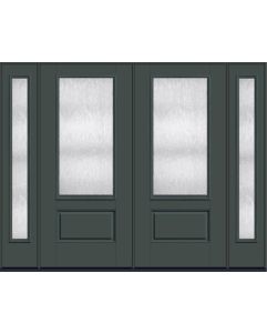 80 Chord 3/4 Lite 1 Panel Smooth Fiberglass Double Door,Sidelites , WBD Impact