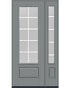 96 Clear Colonial 10 Lite Flat Bar GBG Smooth 3/4 Lite 1 Panel Fiberglass Single Door,Sidelite , WBD Impact