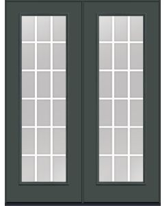 96 Clear Colonial 18 Lite Flat Bar GBG Smooth Full Lite Fiberglass Double Doors , WBD Impact