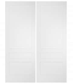 793A Wood 3 Panel  Transitional Shaker Double Interior Door