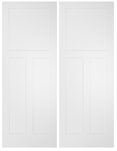 793E Wood 3 Panel  Arts and Crafts Craftsman Shaker Double Interior Door