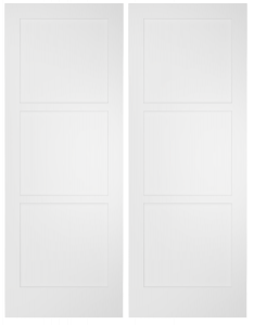793L Wood 3 Panel  Contemporary Modern Shaker Double Interior Door