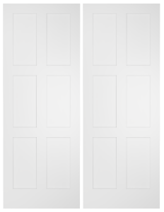 796R Wood 6 Panel  Transitional Shaker Double Interior Door