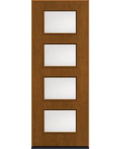 96 Satin Etch Modern Pulse Ari 4-Lite Mahogany Fiberglass Single Door , WBD Impact