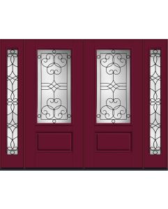 80 Salinas 3/4 Lite 1 Panel Smooth Fiberglass Double Door,Sidelites , WBD Impact