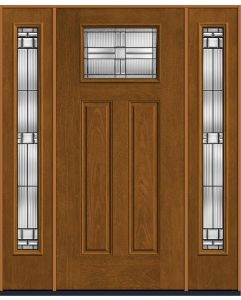 80 Saratoga Craftsman Top View 2 Panel Mahogany Fiberglass Single Door,Sidelites , WBD Impact