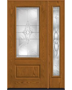 80 Wellesley 3/4 Lite 1 Panel Oak Fiberglass Single Door,Sidelite , WBD Impact