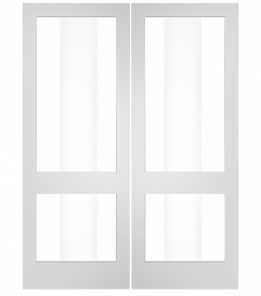 8020 Wood 2 Lite  Transitional Shaker Double Interior Door