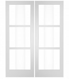 803L Wood 3 Lite  Contemporary Modern Shaker Double Interior Door
